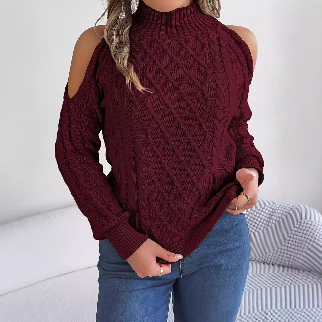 Jersey Hombro Descubierto Medio Cuello Trenzado Mujer