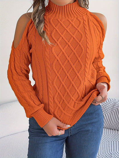 Jersey Hombro Descubierto Medio Cuello Trenzado Mujer