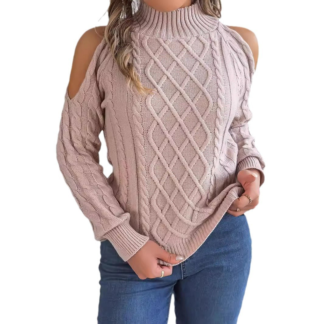 Jersey Hombro Descubierto Medio Cuello Trenzado Mujer
