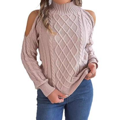 Jersey Hombro Descubierto Medio Cuello Trenzado Mujer