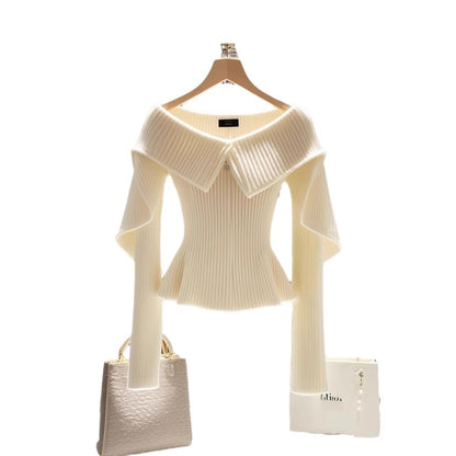 Jersey Blanco de Punto Diseño Único Mujer