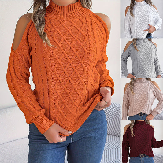 Jersey Hombro Descubierto Medio Cuello Trenzado Mujer