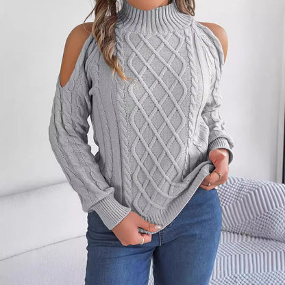 Jersey Hombro Descubierto Medio Cuello Trenzado Mujer