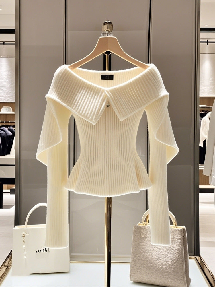 Jersey Blanco de Punto Diseño Único Mujer